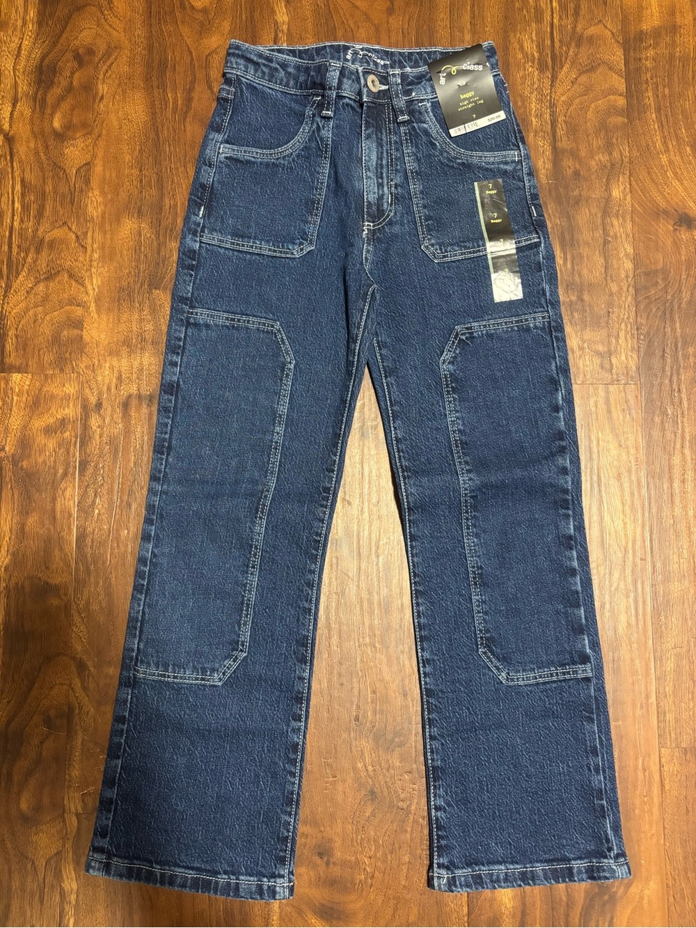 Art Class Girls’ High Rise Straight Leg Baggy Jeans - Dark Wash 7